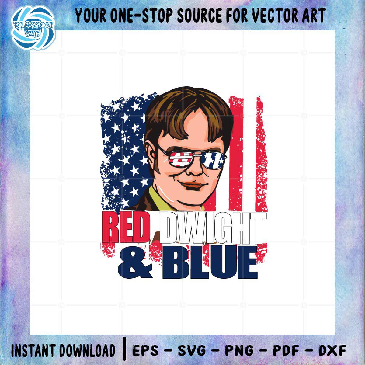 The Red Dwight blue png, 4th of July png, Patriotic design,