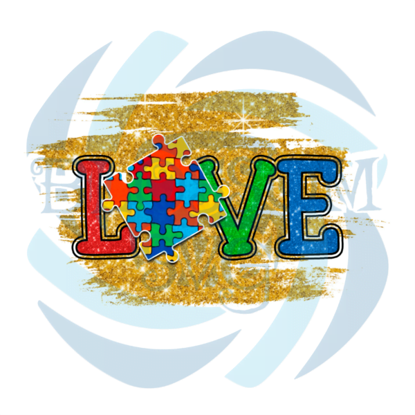 Love Autism Puzzle Bling PNG CF160322012
