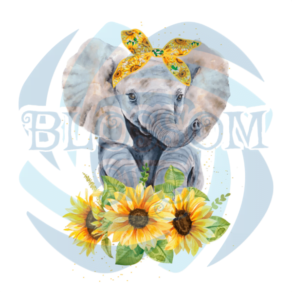 Elephant Sunflower PNG Sublimation