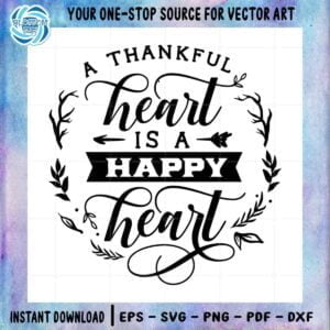 A Thankful Heart Leaf Pattern Logo SVG Silhouette