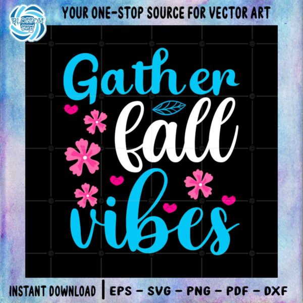gather-fall-vibes-with-pink-flower-blue-leaf-svg-png