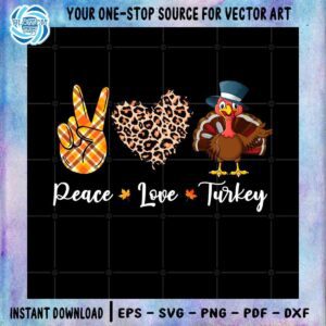 Peace Love Turkey Leopard Heart SVG Files For Silhouette