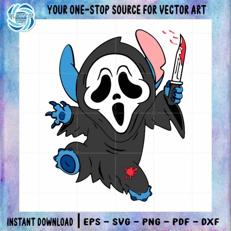 Halloween Blue Alien Ghostface Horror Stitch SVG Digital Files For Cricut