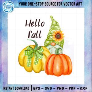 Hello Fall Gnome Sublimation Design PNG