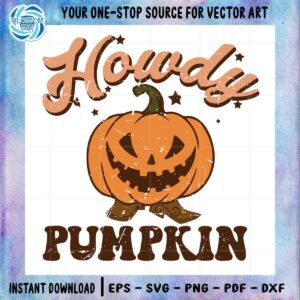Halloween Pumpkin Howdy Vintage SVG For Cricut Sublimation File