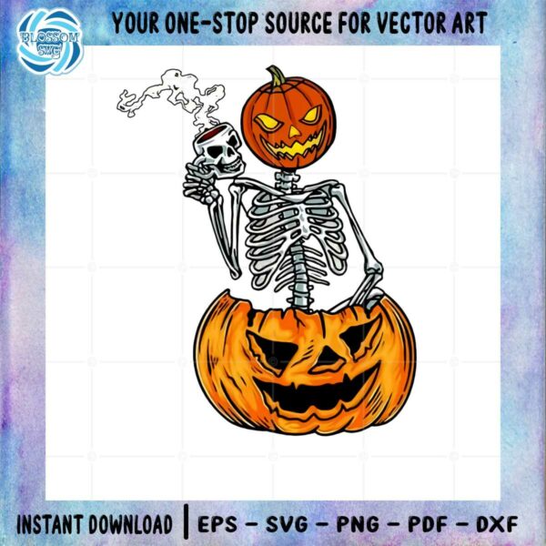 halloween-skeleton-coffee-pumpkin-face-png-sublimation-design
