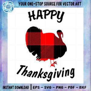 Happy Thanksgiving Turkey Red Plaid SVG Best Graphic Designs Cutting Files