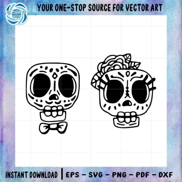 Mexican Skull Halloween Couple SVG Files for Cricut Files
