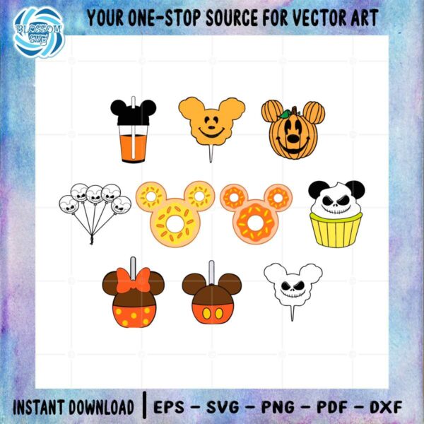 Snacks Mickey Halloween Carnival Food And Drink Bundle SVG Graphic Designs Files