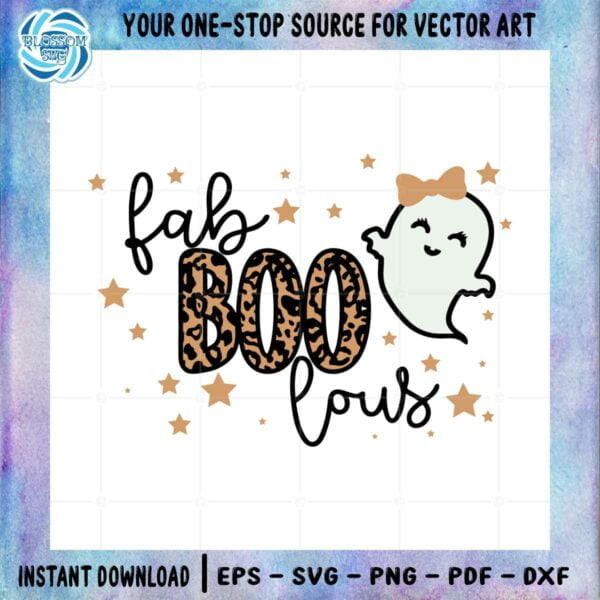 Halloween Cute Ghost Fab Boo Lous Leopard SVG Files Silhouette DIY Craft