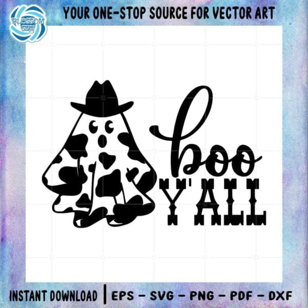 Halloween Cowboy Cute Ghost SVG Boo Y'all Graphic Design File