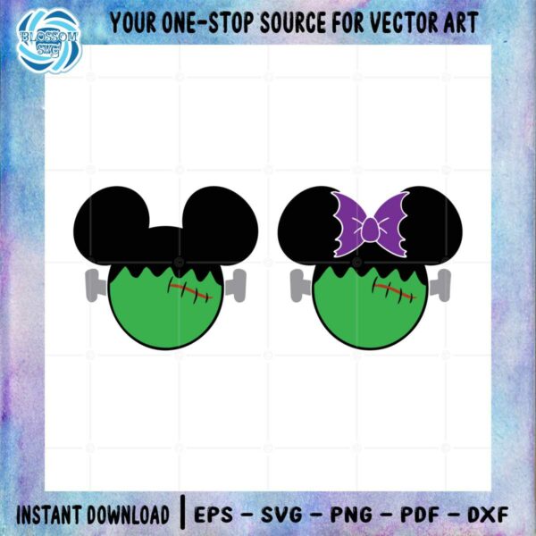 Mickey Minnie Frankenstein Halloween Spooky SVG Cutting File