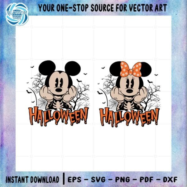 Halloween Mickey Minnie Skeleton Vintage SVG Graphic Designs Files