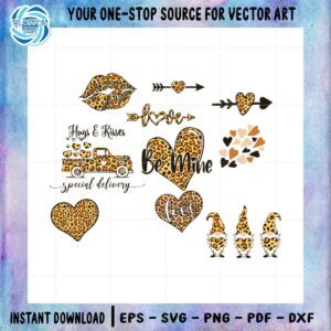 Love Leopard Bundle SVG Hug &amp; Kisses Bundle Graphic Design Cutting File