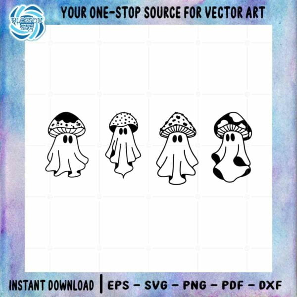 Cute Ghost Magic Mushroom Bundle SVG Designs Files