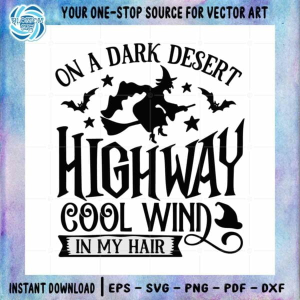 Halloween Witch Fly SVG On A Dark Desert Highway File