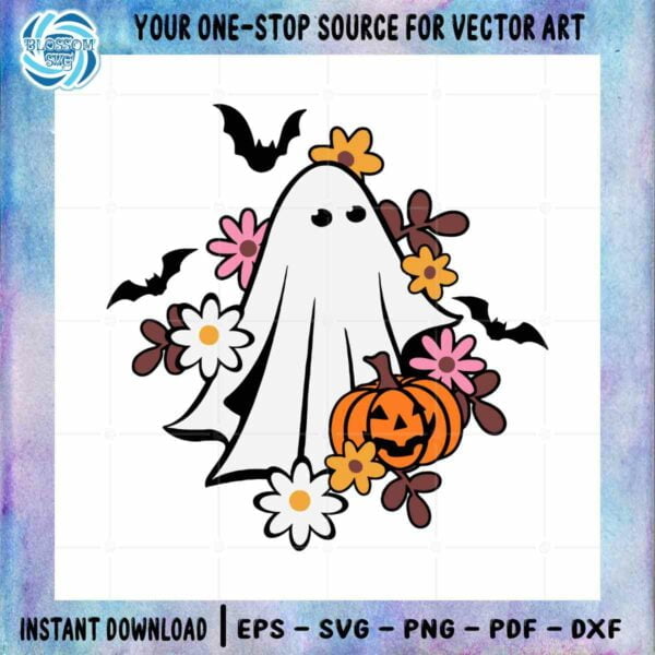 Floral Ghost Halloween Spooky SVG Best Design Cutting File