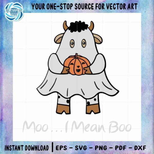 Halloween Boho Ghost Cow SVG Moo I Mean Boo Cutting Files