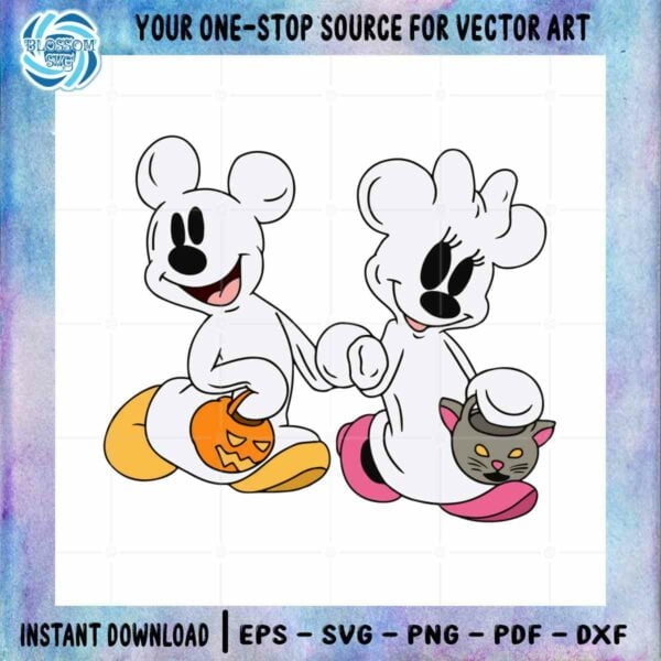 Cute Ghost Mickey Minnie Halloween SVG Designs Files