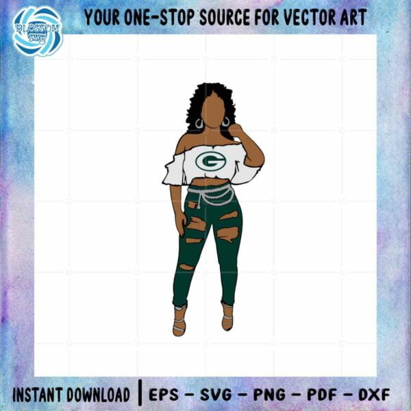 NFL Green Bay Packers Team SVG Black Girl Cutting Files