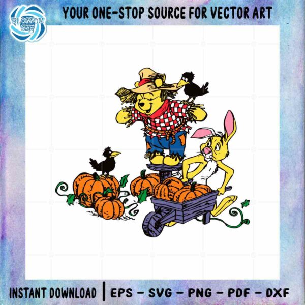 Halloween Pooh Bear And Rabbit Pumpkin Farm SVG Files DIY Craft