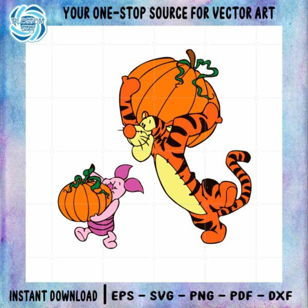 Halloween Tigger And Piglet Pumpkin Vector Best SVG Cutting Files