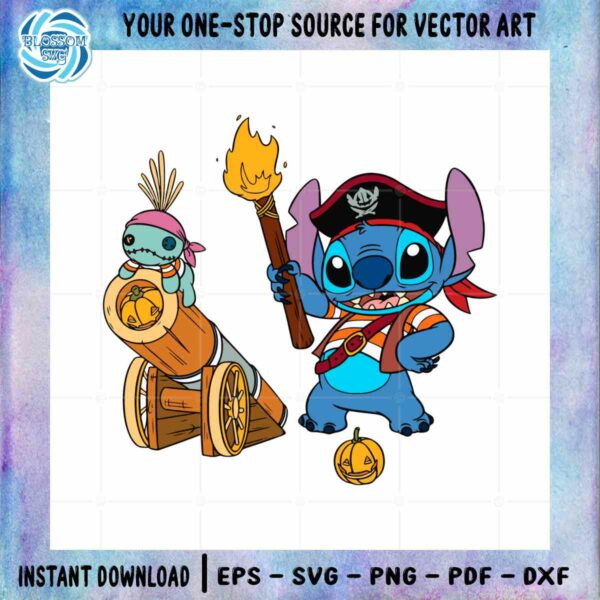 Pirate Stitch Halloween Pumpkin Vector SVG Best Design File
