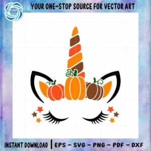 Fall Season Pumpkin Unicorn Face Best Ideas SVG Cutting Files