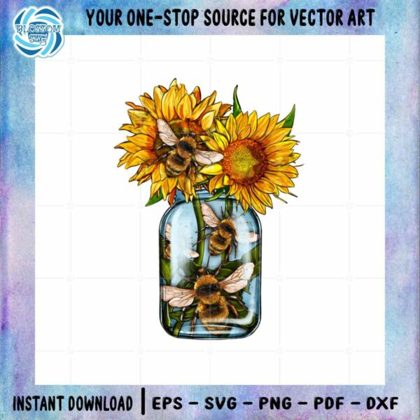 sunflower-bees-watercolor-vintage-png-sublimation-designs-file