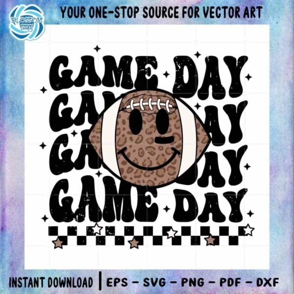 Football Game Day Smile Face SVG Graphic Designs Cutting Files