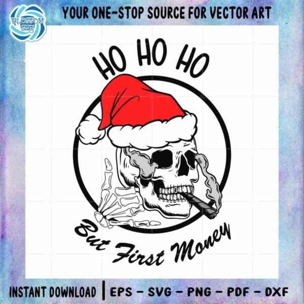 Christmas Skull Santa Smoking SVG Best Graphic Designs Cutting Files