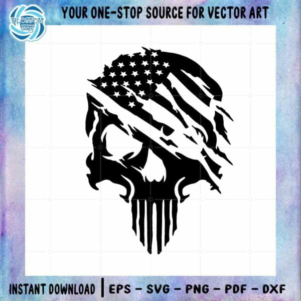 Army Veteran American Flag Skull SVG Graphic Design Cutting File