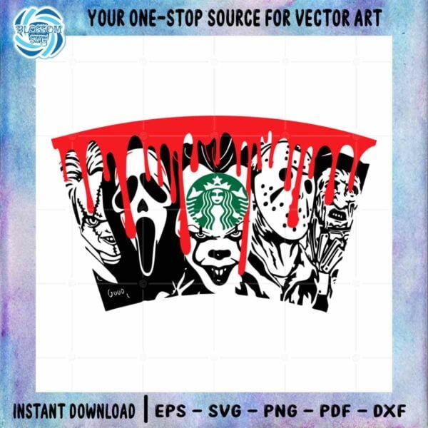 Horror Movie Characters Starbucks Logo SVG Cutting Digital File