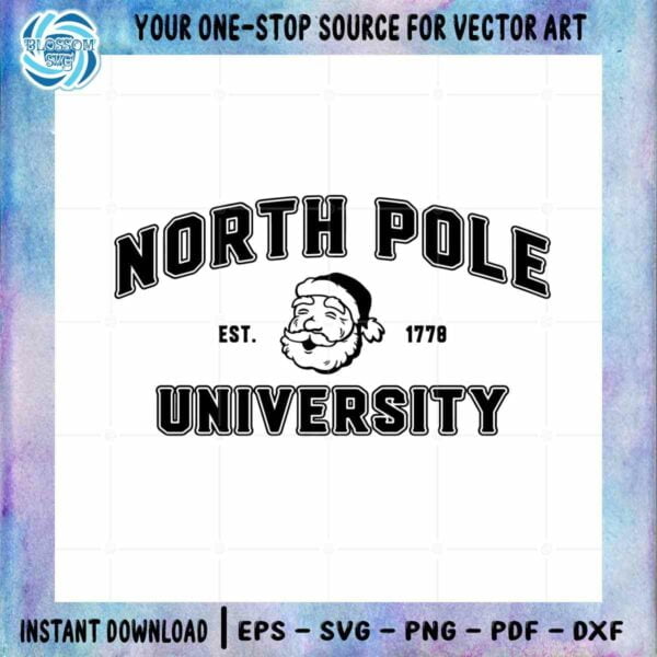 North Pole University SVG Santa Claus Graphic Design Cutting File