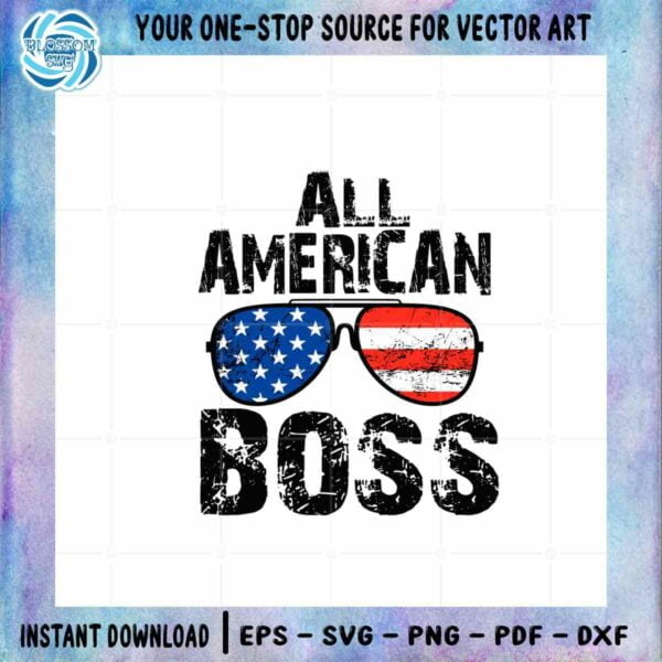 All American Boss Retro SVG American Flag Glasses File For Cricut