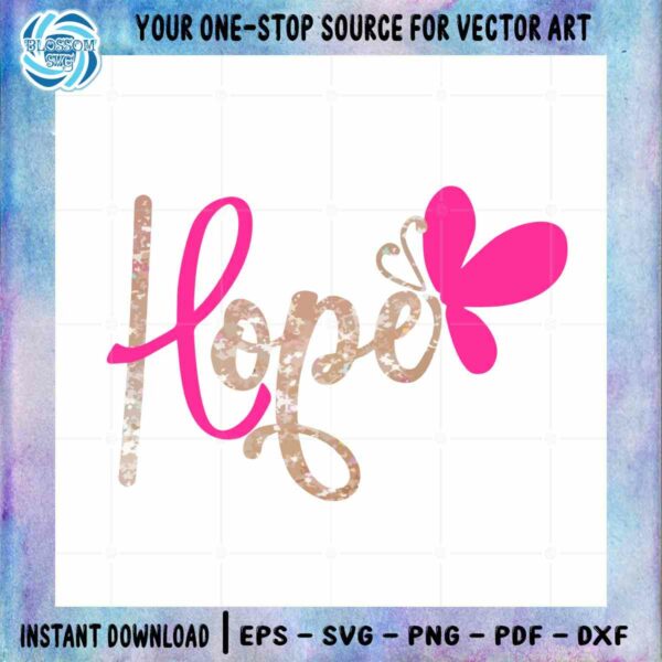 Hope Butterfly Breast Cancer Awareness SVG Graphic Design Cutting File