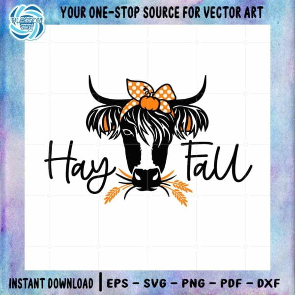 Hay Fall Highland Cow Retro SVG Best Graphic Design Cutting File
