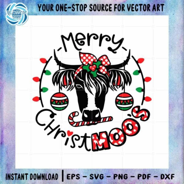 Merry Christmoos SVG Christmas Highland Cow Cutting Digital File
