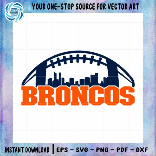 Denver Broncos Football City Skyline SVG Graphic Design Cutting File