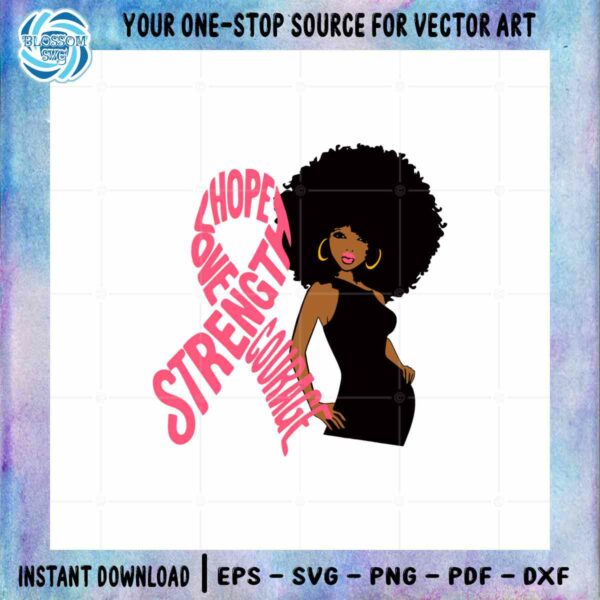 Afro Girl Breast Cancer Best SVG Pink Ribbon Cutting Digital File