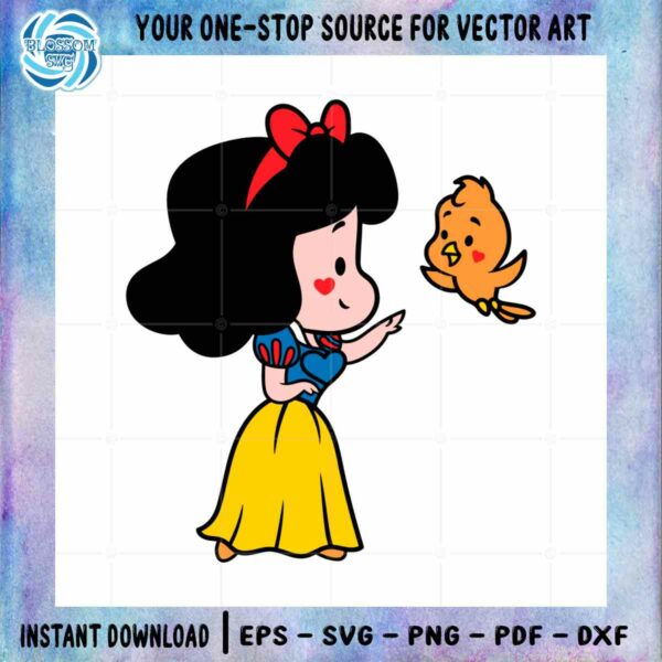 Chibi Snow White SVG Disney Princess Graphic Design Cutting File