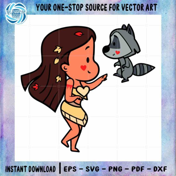 Chibi Pocahontas Princess Disney SVG Files for Cricut Sublimation Files