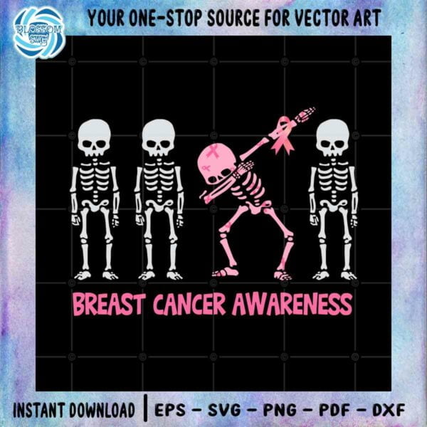 Breast Cancer Awareness SVG Dabbing Skeleton Halloween Cutting File