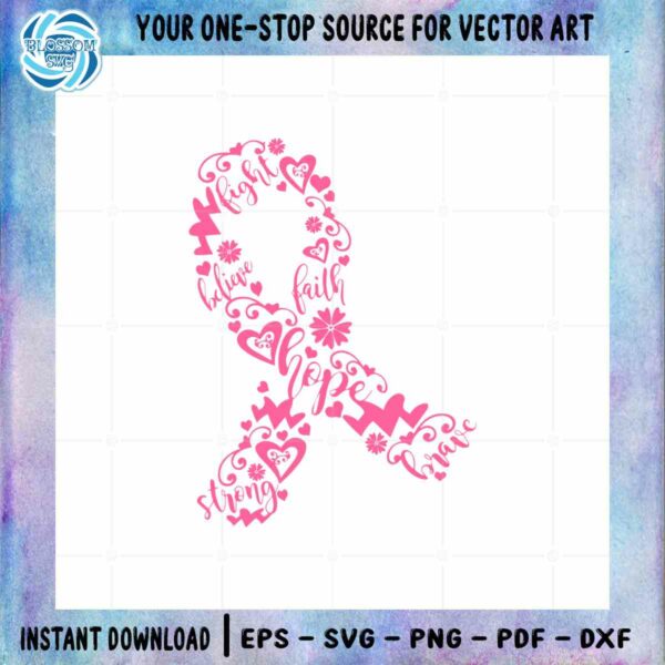 Pink Ribbon Breast Cancer Awareness Month SVG Files For Cricut
