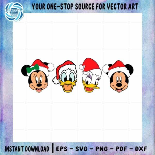 Christmas Disney Character Wear Santa Hat SVG Cutting Digital File