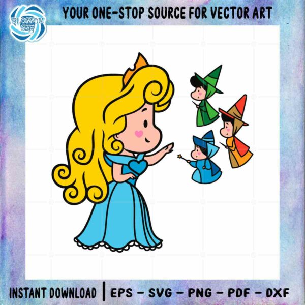Sleeping Beauty Aurora Chibi SVG Disney Princess Files For Cricut