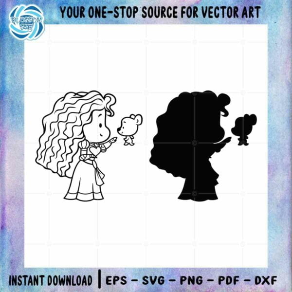 Brave Merida Chibi Custom SVG Disney Princess Files For Cricut Silhouette