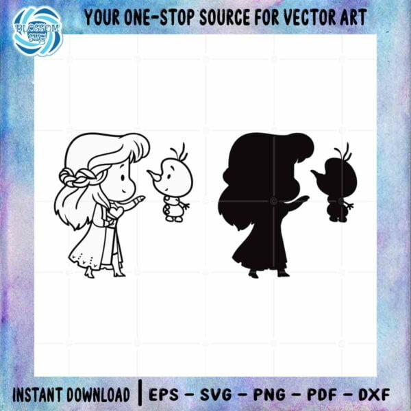 Anna Princess Disney Chibi Custom SVG Silhouette Cutting File