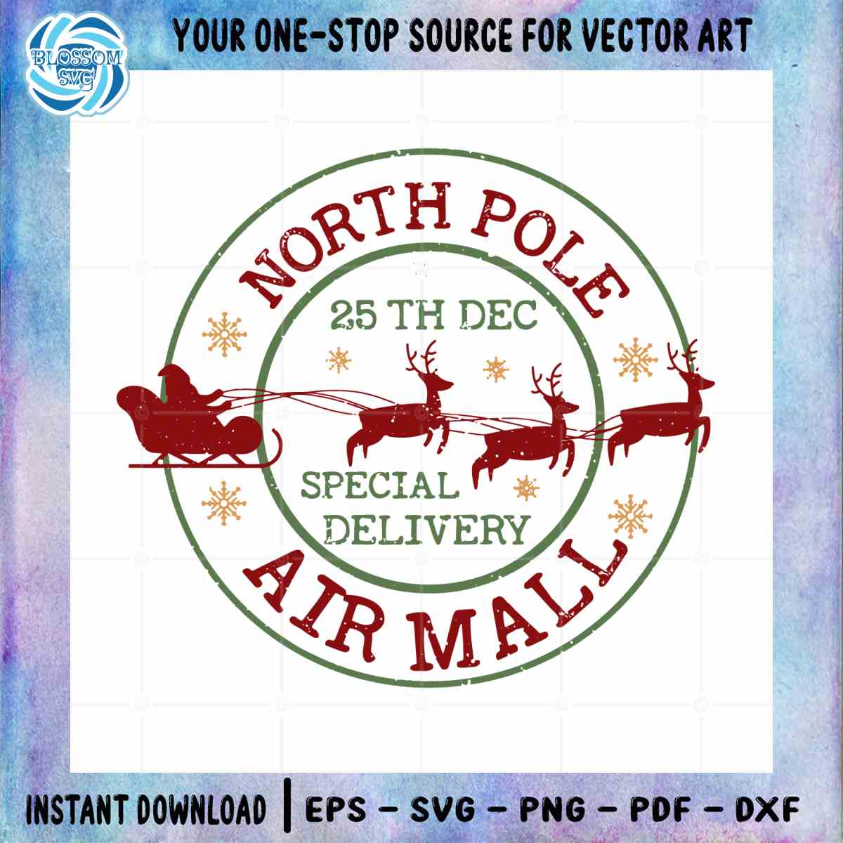 North Pole Air Mall SVG Santa Reindeer Graphic Designs Files