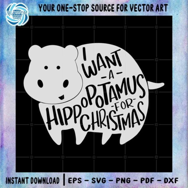 Hippopotamus For Christmas Design SVG Cutting Digital Files
